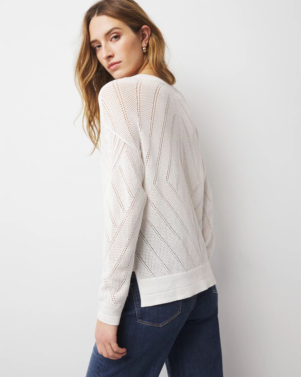 Novelty Stitch V-Neck Sweater | White House Black Market